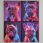 Quadro Bulldog Francês - Neon Grid