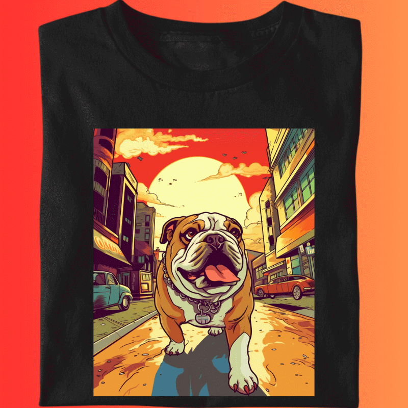 Camiseta Bulldog Ingles "Passeio na Cidade"