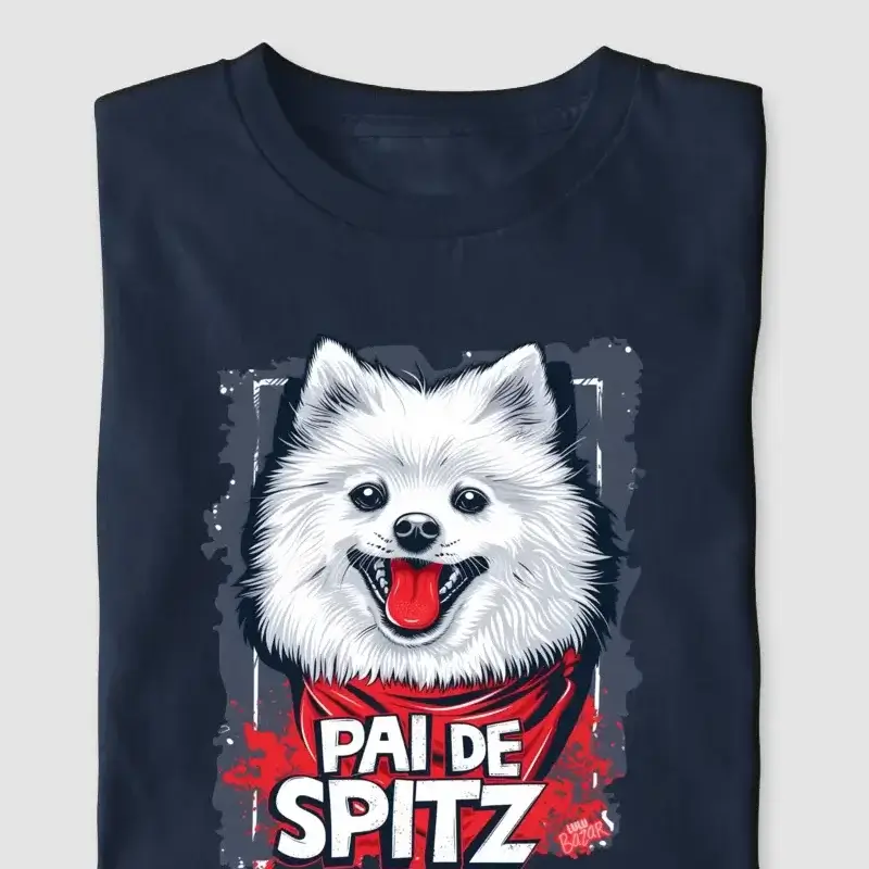 Camiseta Masculina Lulu Bazar "Pai de Spitz 3" Preta (3G)