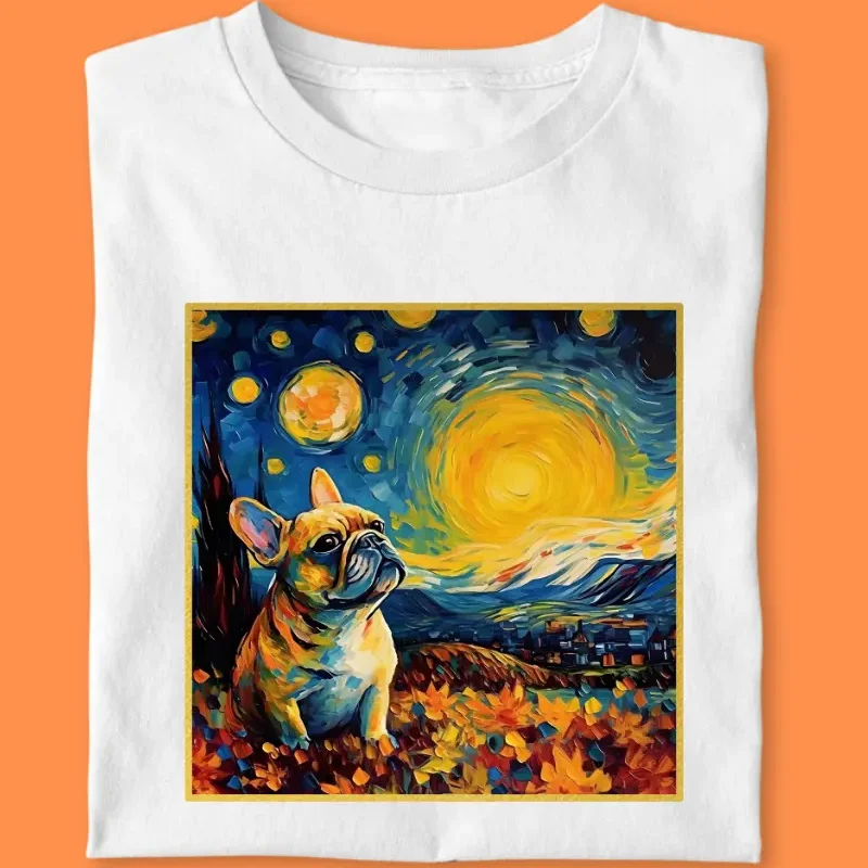 Camiseta Feminina Bulldog Frances "Van Frenchie" Branca (G)